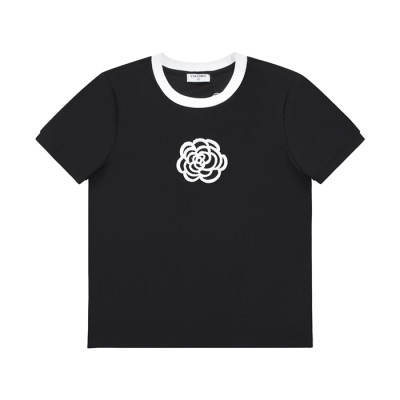샤넬 여성 크루넥 블랙 반팔티 - Womens Black Tshirts - chl0852x