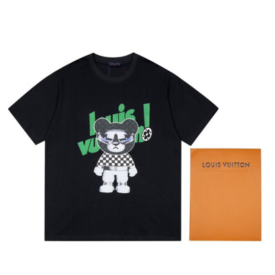 루이비통 남성 크루넥 블랙 반팔티 - Mens Black Tshirts - lou04041x