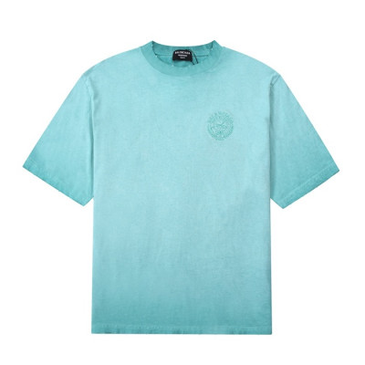 발렌시아가 남성 크루넥 블루 반팔티 - Mens Blue Tshirts - bal01339x