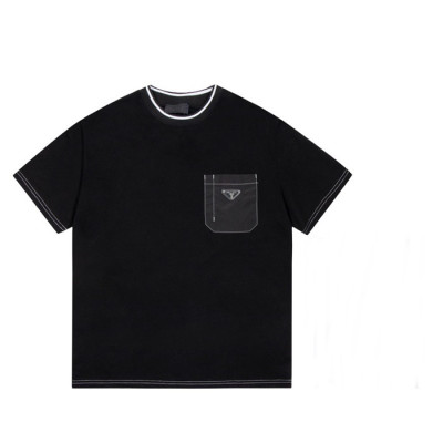 프라다 남성 크루넥 블랙 반팔티 - Mens Black Tshirts - Pra02633x