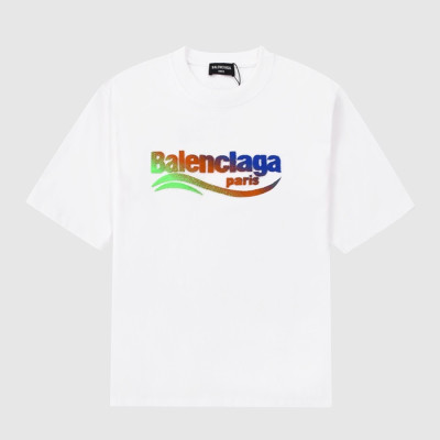 발렌시아가 남성 크루넥 화이트 반팔티 - Mens White Tshirts - bal01348x