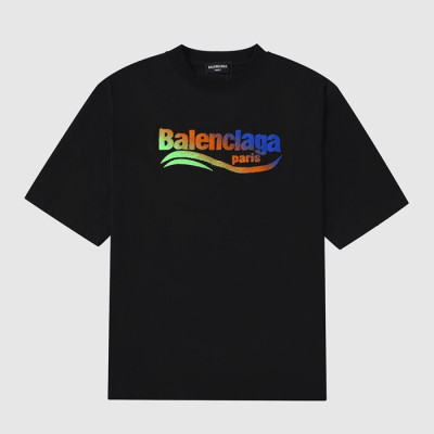 발렌시아가 남성 크루넥 블랙 반팔티 - Mens Black Tshirts - bal01349x