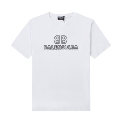 발렌시아가 남성 크루넥 화이트 반팔티 - Mens White Tshirts - bal01350x