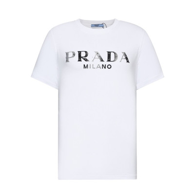 프라다 남성 크루넥 화이트 반팔티 - Mens White Tshirts - Pra02634x