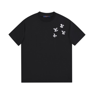 루이비통 남성 크루넥 블랙 반팔티 - Mens Black Tshirts - lou04074x