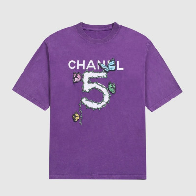 샤넬 여성 크루넥 퍼플 반팔티 - Womens Purple Tshirts - chl0870x