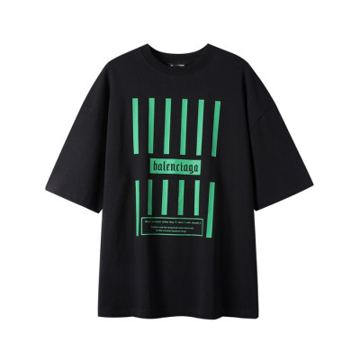 발렌시아가 남성 크루넥 블랙 반팔티 - Mens Black Tshirts - bal01368x