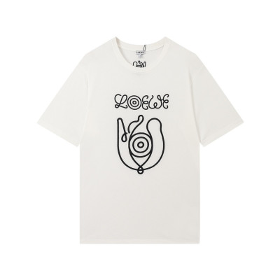 로에베 남성 이니셜 화이트 반팔티 - Mens White Tshirts - loe0582x