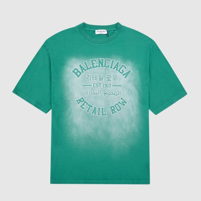 발렌시아가 남성 크루넥 그린 반팔티 - Mens Green Tshirts - bal01371x