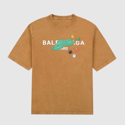 발렌시아가 남성 크루넥 카멜 반팔티 - Mens Camel Tshirts - bal01375x