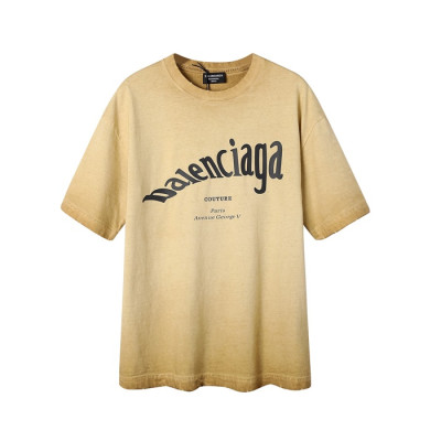 발렌시아가 남성 크루넥 카멜 반팔티 - Mens Camel Tshirts - bal01382x