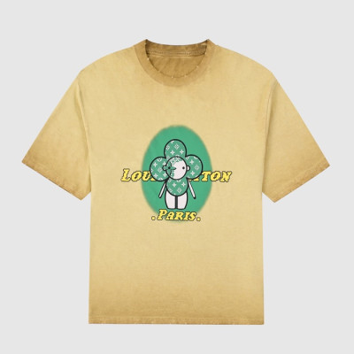 루이비통 남성 카멜 크루넥 반팔티 - Mens Camel Tshirts - lou04112x