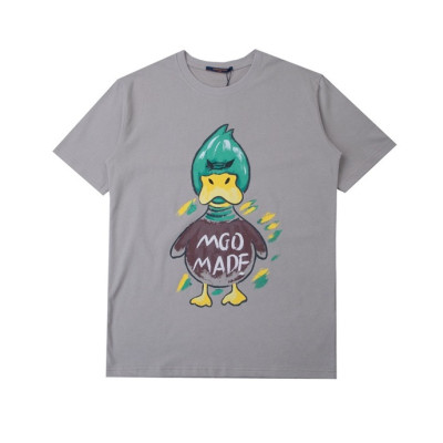 루이비통 남성 그레이 크루넥 반팔티 - Mens Gray Tshirts - lou04133x