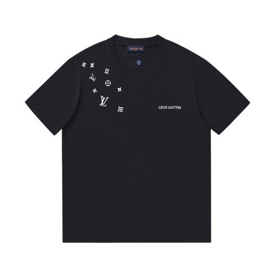 루이비통 남성 블랙 크루넥 반팔티 - Mens  Black Tshirts - lou04149x