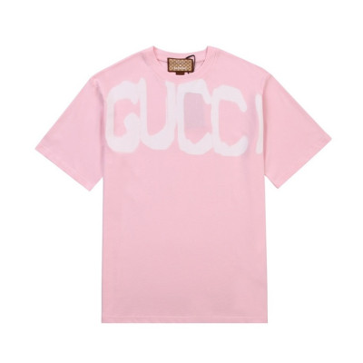 구찌 남성 크루넥 핑크 반팔티 - Mens Pink Tshirts - guc04741x