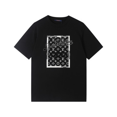 루이비통 남성 블랙 크루넥 반팔티 - Mens Black Tshirts - lou04189x