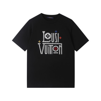 루이비통 남성 블랙 크루넥 반팔티 - Mens Black Tshirts - lou04191x