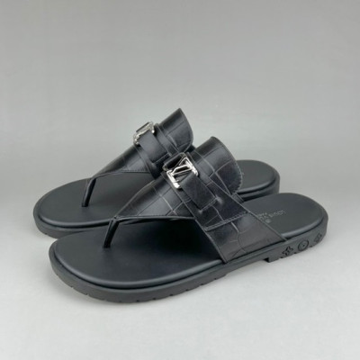 루이비통 남성 이니셜 블랙 슬리퍼 - Mens Black Slippers - lou04244x