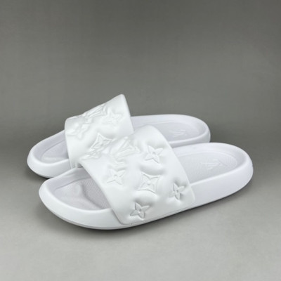 루이비통 남/녀 이니셜 화이트 슬리퍼 - Unisex White Slippers - lou04261x