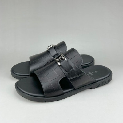 루이비통 남성 이니셜 블랙 슬리퍼 - Mens Black Slippers - lou04280x