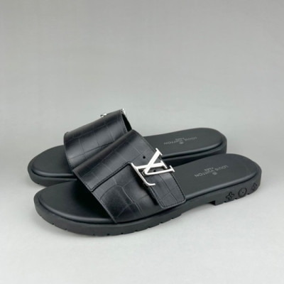 루이비통 남성 이니셜 블랙 슬리퍼 - Mens Black Slippers - lou04281x