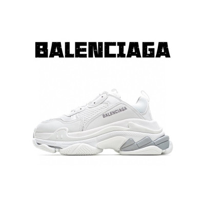 발렌시아가 남/녀 Triple S 화이트 스니커즈 - Unisex White Sneakers - bal01463x