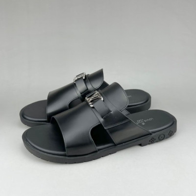 루이비통 남성 이니셜 블랙 슬리퍼 - Mens Black Slippers - lou04290x