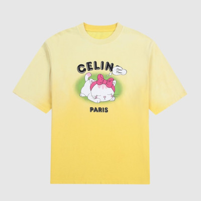 셀린느 여성 옐로우 반팔티 - Celine Womens Yellow Tshirts - cel254x