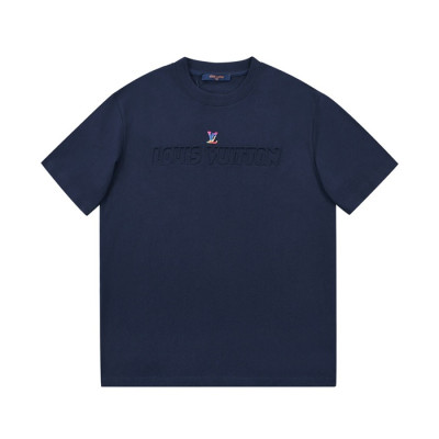 루이비통 남성 네이비 크루넥 반팔티 - Mens Navy Tshirts - lou04330x