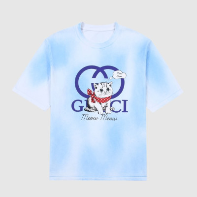 구찌 여성 크루넥 블루 반팔티 - Womens Blue Tshirts - guc04832x