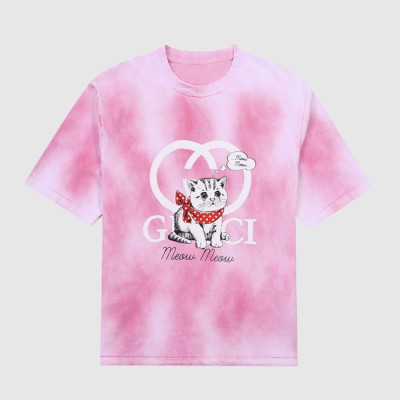 구찌 여성 크루넥 핑크 반팔티 - Womens Pink Tshirts - guc04833x