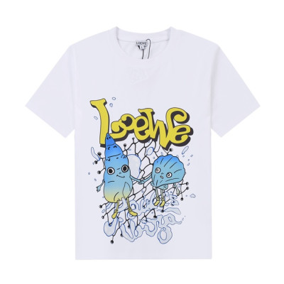 로에베 남성 이니셜 화이트 반팔티 - Mens White Tshirts - loe0606x