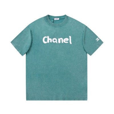 샤넬 남/녀 크루넥 블루 반팔티 - Unisex Blue Tshirts - chl0895x