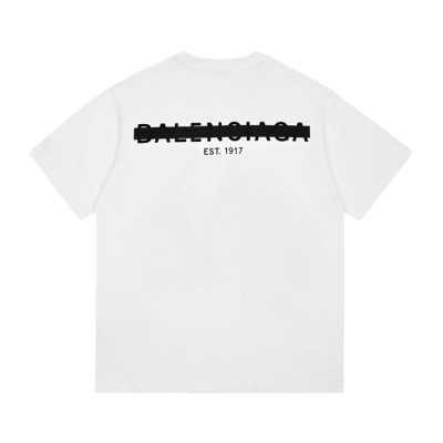 발렌시아가 남성 크루넥 화이트 반팔티 - Mens White Tshirts - bal01490x