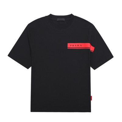 프라다 남성 크루넥 블랙 반팔티 - Mens Black Tshirts - Pra02691x