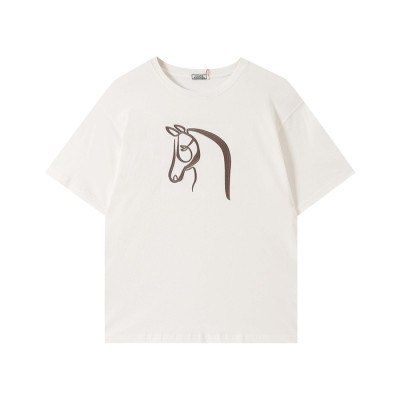 에르메스 남자 화이트 크루넥 반팔티 - Mens White Tshirts - her0777x