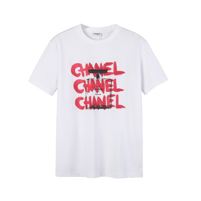 샤넬 남/녀 크루넥 화이트 반팔티 - Unisex White Tshirts - chl0899x