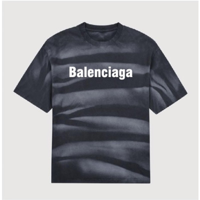 발렌시아가 남성 크루넥 블랙 반팔티 - Mens Black Tshirts - bal01541x