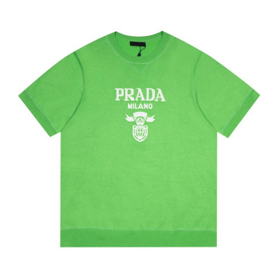 프라다 남성 크루넥 그린 반팔티 - Mens Green Tshirts - Pra02700x