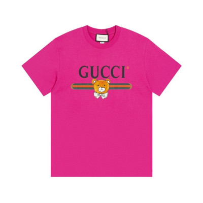 구찌 남/녀 핑크 크루넥 반팔티 - Unisex Pink Tshirts - guc04869x