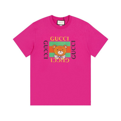 구찌 남/녀 핑크 크루넥 반팔티 - Unisex Pink Tshirts - guc04870x
