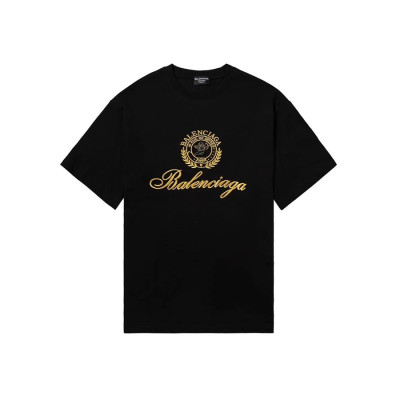 발렌시아가 남성 크루넥 블랙 반팔티 - Mens Black Tshirts - bal01552x