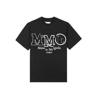 메종마르지엘라 남/녀 크루넥 블랙 반팔티 - Unisex Black Tshirts - mai0093x