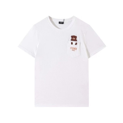 펜디 남성 화이트 크루넥 반팔티 - Mens White Tshirts - fen01234x