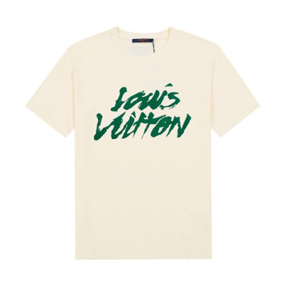 루이비통 남성 아이보리 크루넥 반팔티 - Mens Ivory Tshirts - lou04920x