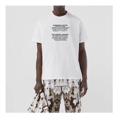 버버리 남성 화이트 크루넥 반팔티 - Mens White Tshirts - Bur04375x