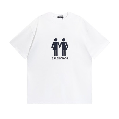 발렌시아가 남성 크루넥 화이트 반팔티 - Mens White Tshirts - bal01573x