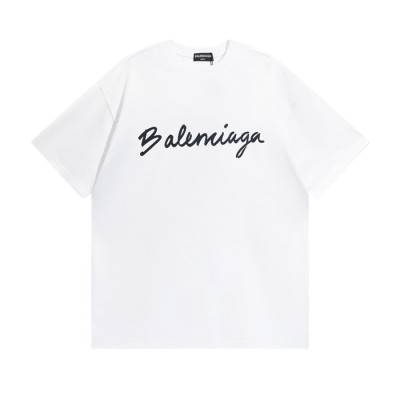 발렌시아가 남성 크루넥 화이트 반팔티 - Mens White Tshirts - bal01575x