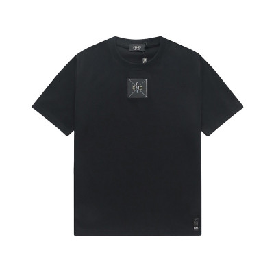 펜디 남성 블랙 크루넥 반팔티 - Mens Black Tshirts - fen01240x