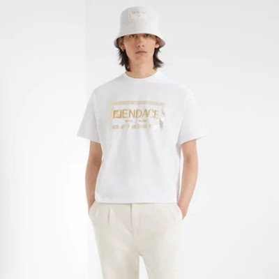 펜디 남성 화이트 크루넥 반팔티 - Mens White Tshirts - fen01243x